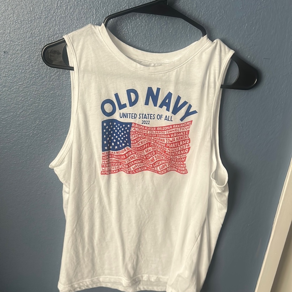 USA tank top + old navy logo, Kids Large